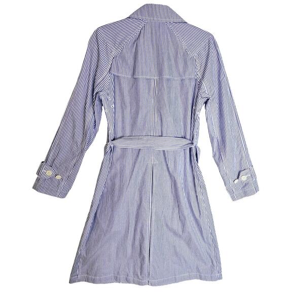 J.Crew NWT Sz4 Double Breasted Trench Coat. Cotton Blue n White Stripes. Spring‎ - Picture 3 of 15